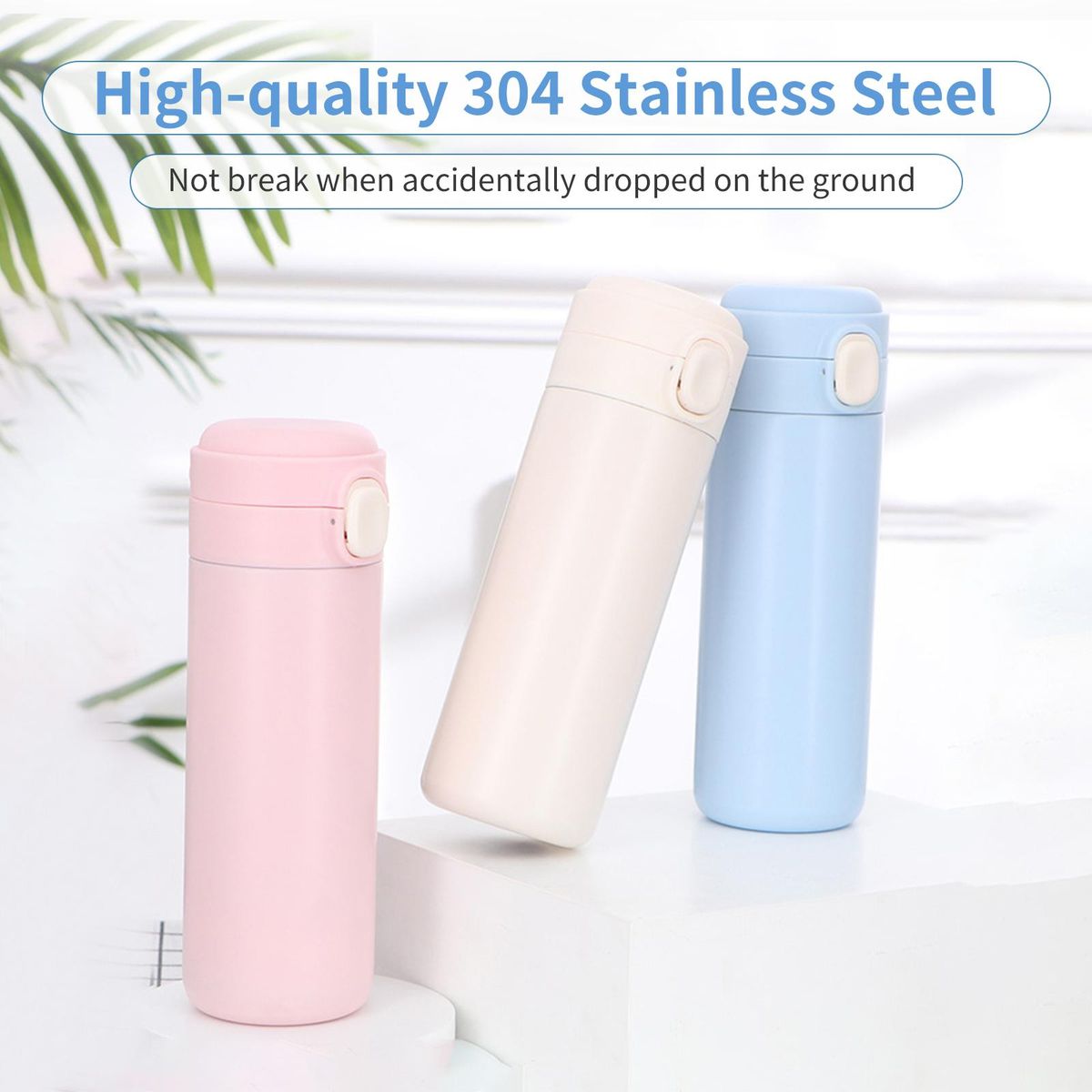 400mL Vacuum Cup Thermos Bottle Thermal Water Bottle Portable Leak Proof Stainless Steel Water Bottle Vacuum Flasks Bottle for Travel Outdoor Gym Fitness