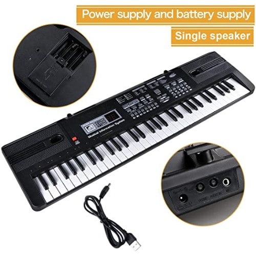 Kids Toy Electronic Music Keyboard With Adapter - 61 Mini Keys