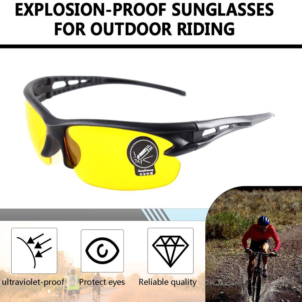 Men's Explosion-proof Sunglasses Outdoor Riding Glasses Bicycle Sunglasses Black Frame Night Vision