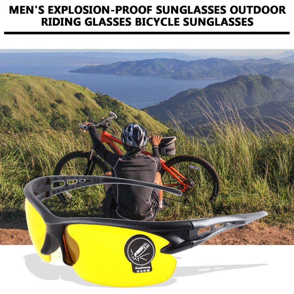 Men's Explosion-proof Sunglasses Outdoor Riding Glasses Bicycle Sunglasses Black Frame Night Vision