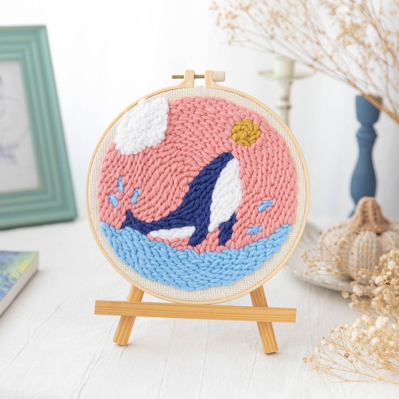 Punch Needle Embroidery Starter Kits Include Fabric With Pattern Yarns Embroidery Hoops For Rug-Punch & Pinch Needle For Gift FJ013
