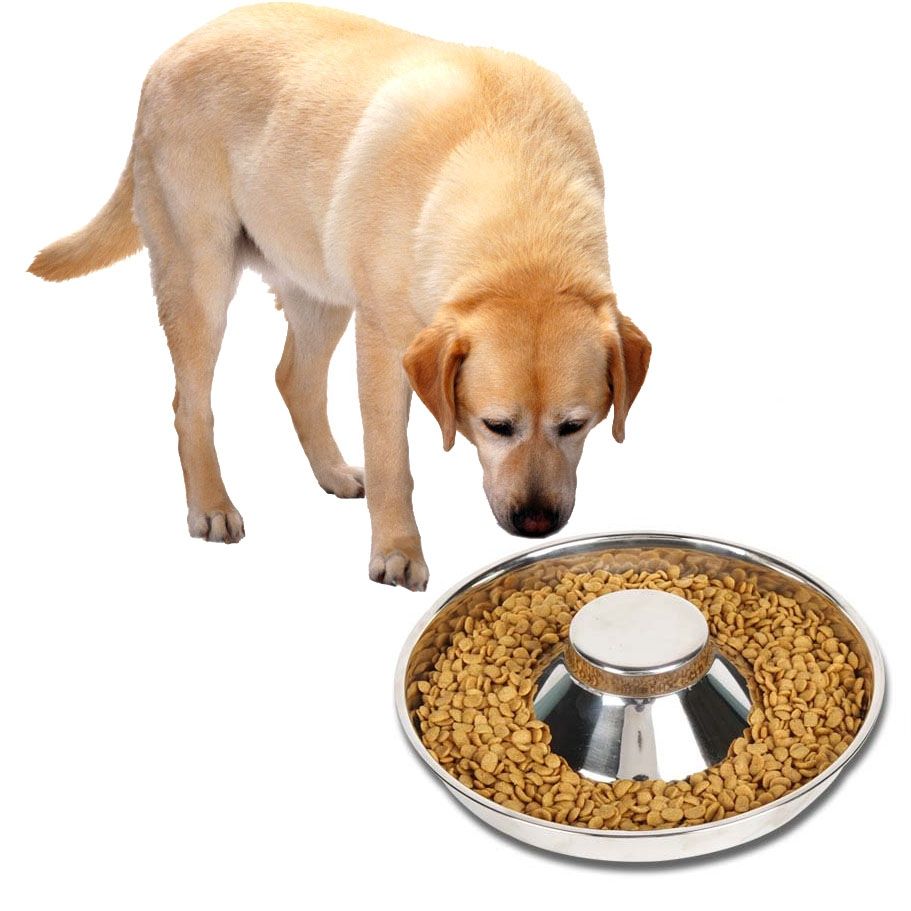 Pet Food Bowl Stainless Steel Slow Food Bowl, Size:30cm
