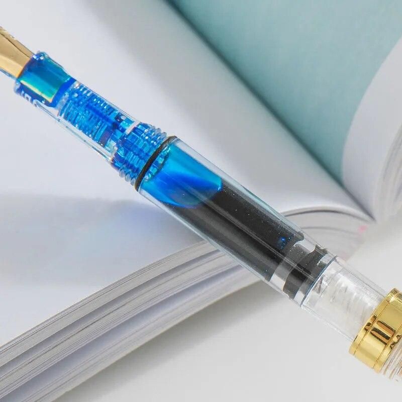High Quality Plastic Fashion Office Transparent Soft Brush Tip Nib Writing Ink Fountain Pen