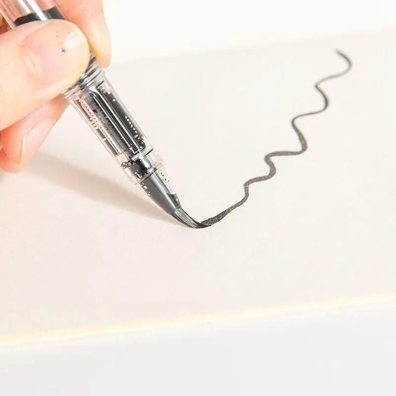 High Quality Plastic Fashion Office Transparent Soft Brush Tip Nib Writing Ink Fountain Pen