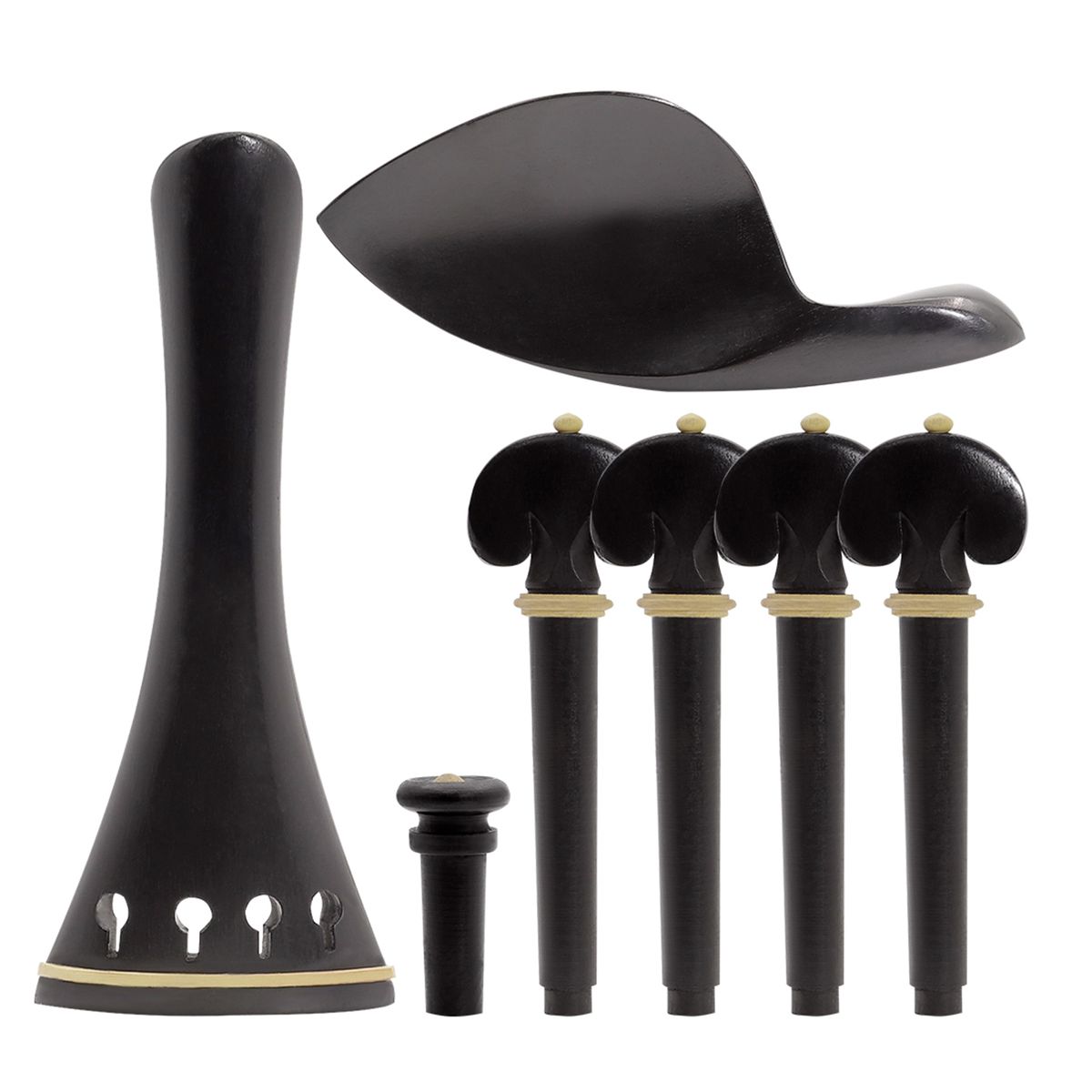 4/4 Violin Accessory Parts Set Ebony With Tailpiece Chin