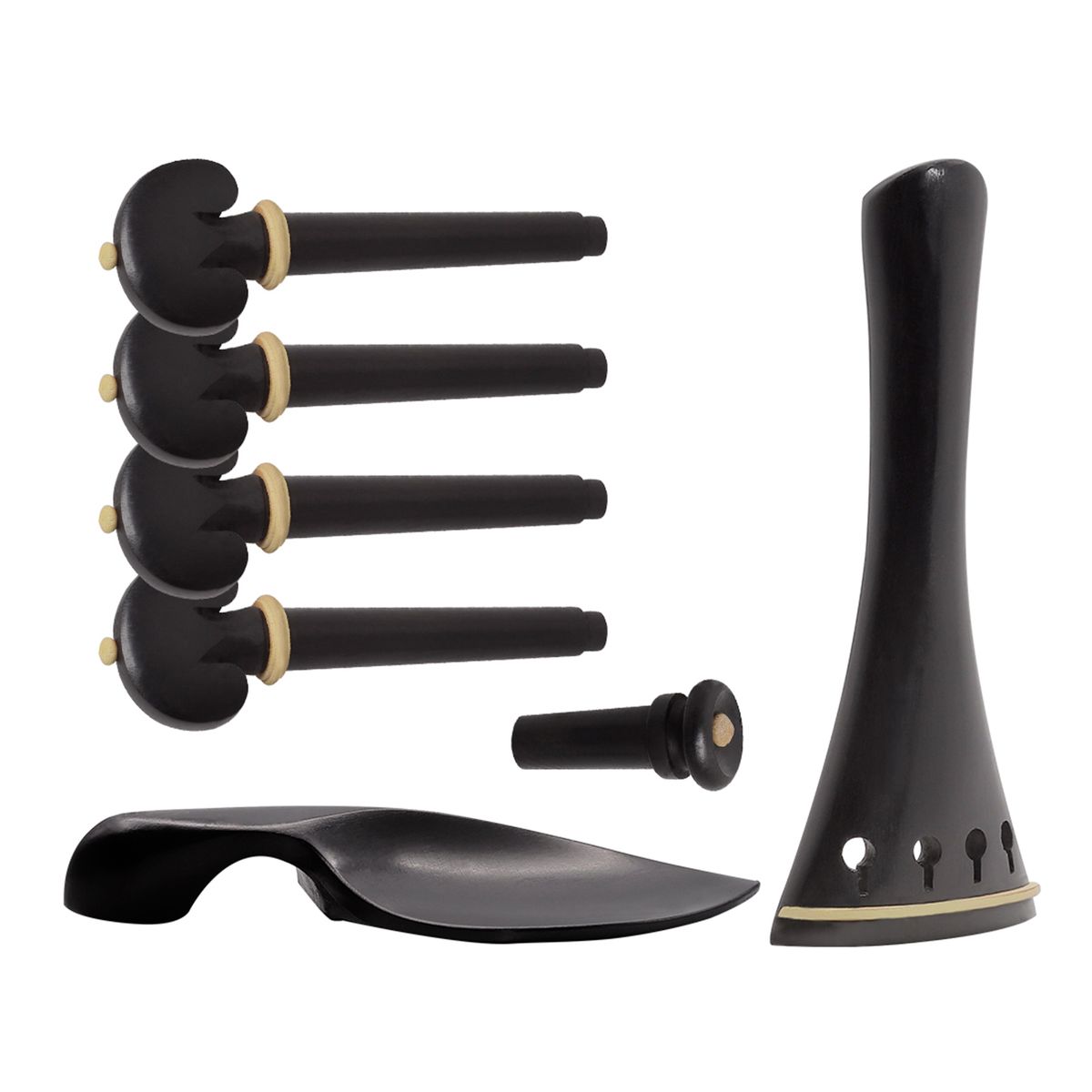 4/4 Violin Accessory Parts Set Ebony With Tailpiece Chin