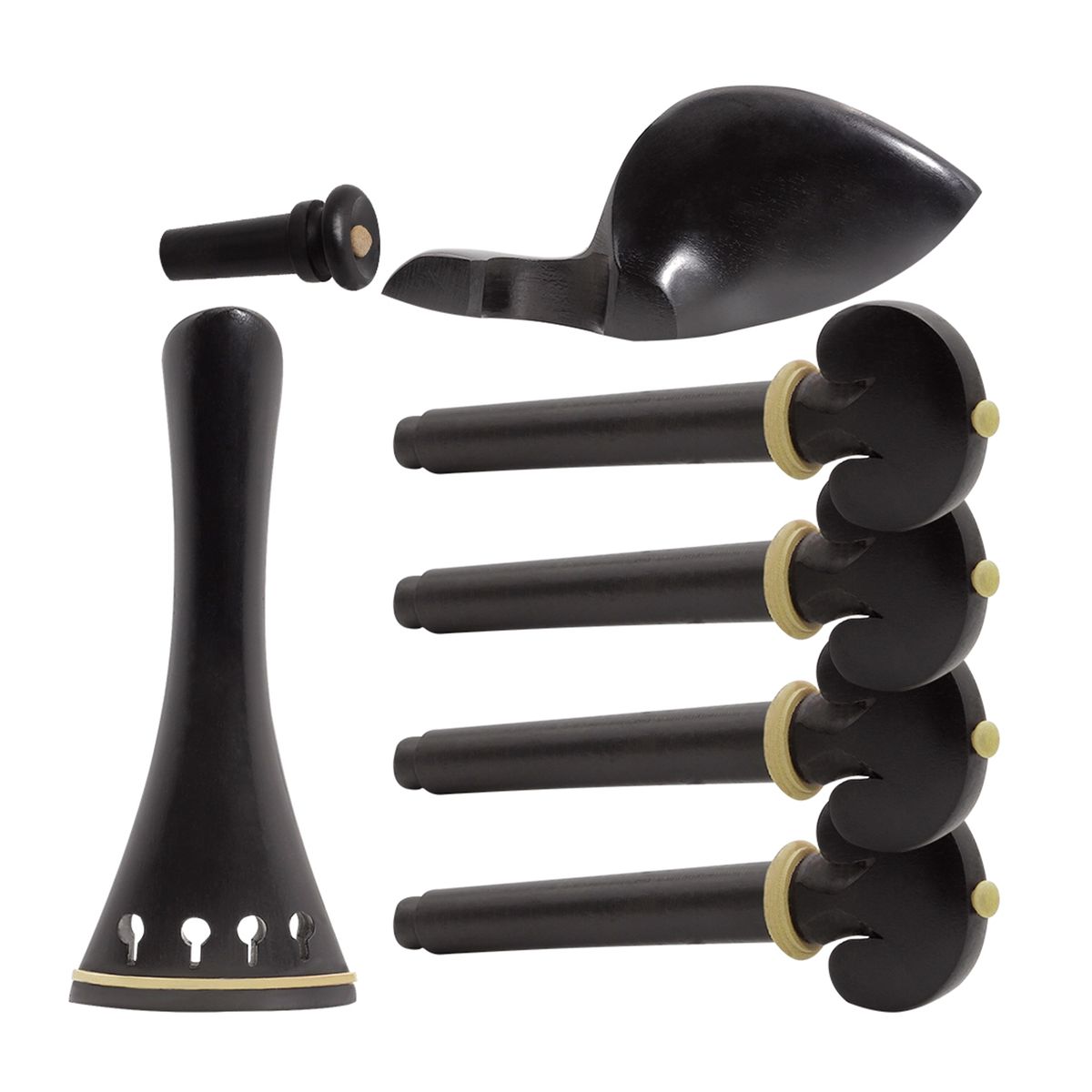 4/4 Violin Accessory Parts Set Ebony With Tailpiece Chin