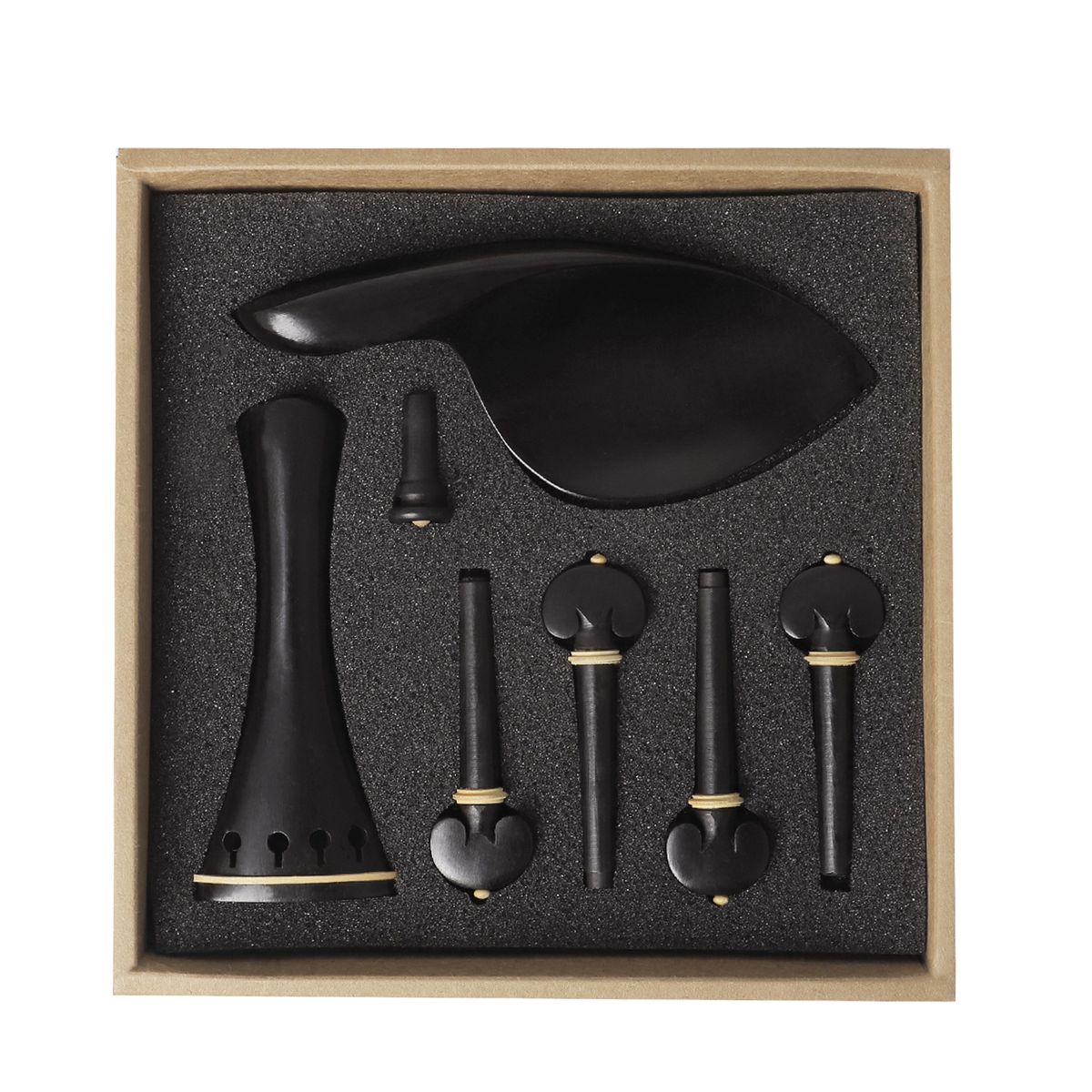 4/4 Violin Accessory Parts Set Ebony With Tailpiece Chin