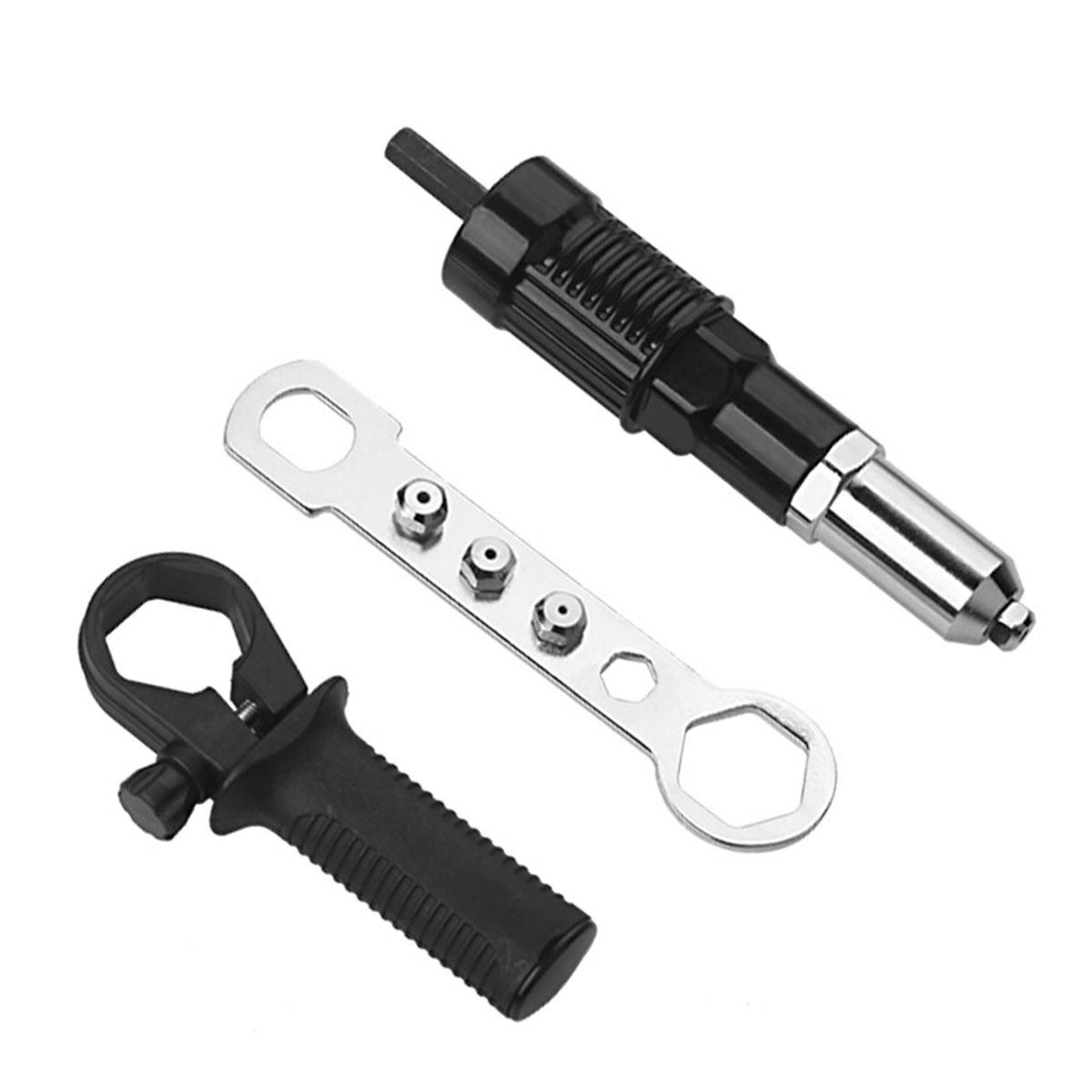 Rivet Gun Adatper Riveter Drill Converter Attachment Electric Power Drill Riveting Hand Tool Kit for Riveting Insert 3/32'' 1/8'' 5/32'' 3/16'' Rivets Nut
