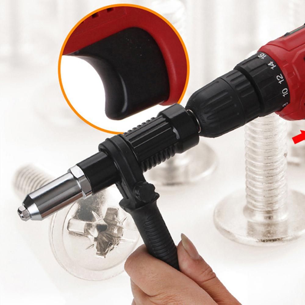 Rivet Gun Adatper Riveter Drill Converter Attachment Electric Power Drill Riveting Hand Tool Kit for Riveting Insert 3/32'' 1/8'' 5/32'' 3/16'' Rivets Nut