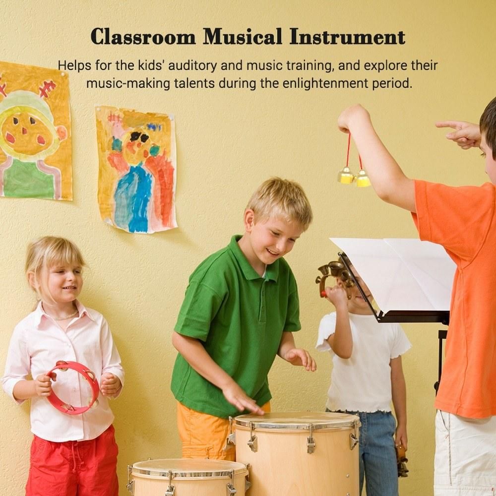 Copper Hand Bells Musical Bells Orff Percussion Instrument Toy Bell Classroom Musical Instrument for Kids Toddlers Timbre Similar to Triangle Instrument