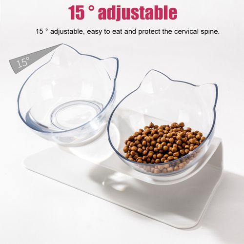 Double Bowl Dog Cat Feeder Elevated Stand Raised Dish Feedi