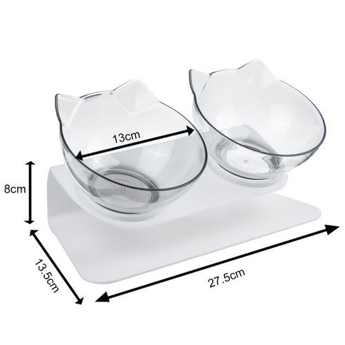 Double Bowl Dog Cat Feeder Elevated Stand Raised Dish Feedi