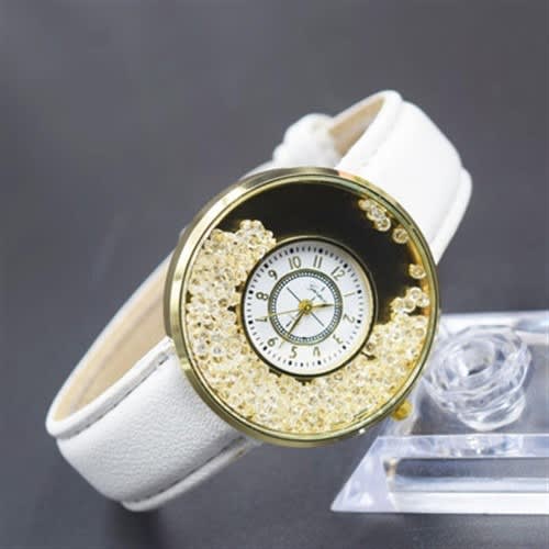 Women's Rhinestone Formal/casual Leather Watch Black/white