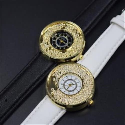 Women's Rhinestone Formal/casual Leather Watch Black/white