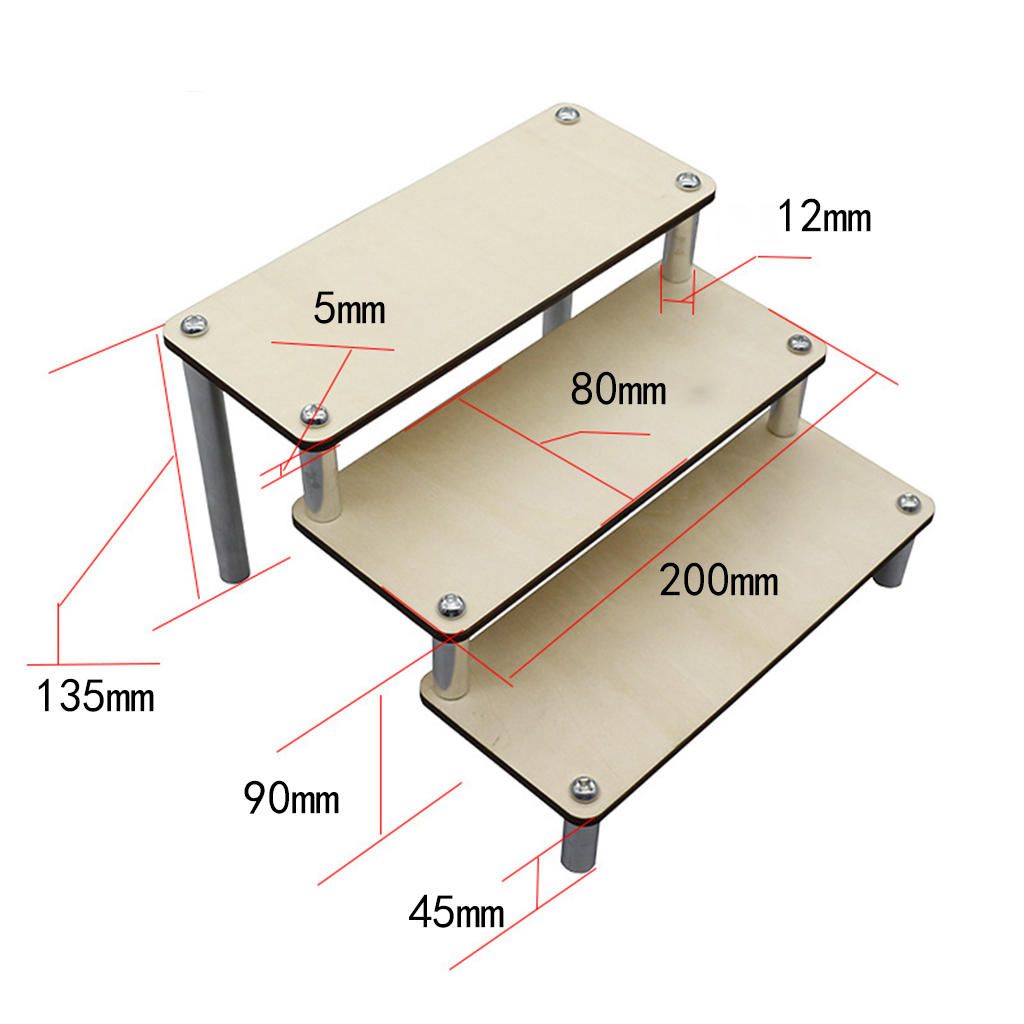 Wooden Display Riser Step Stand Toys Holder Collections Model Shelf