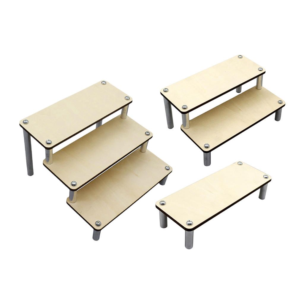 Wooden Display Riser Step Stand Toys Holder Collections Model Shelf