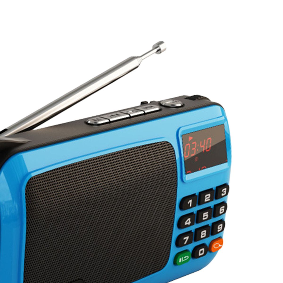 USB FM Radio MP3 Music Player With LED Display Rechargeable FM Blue