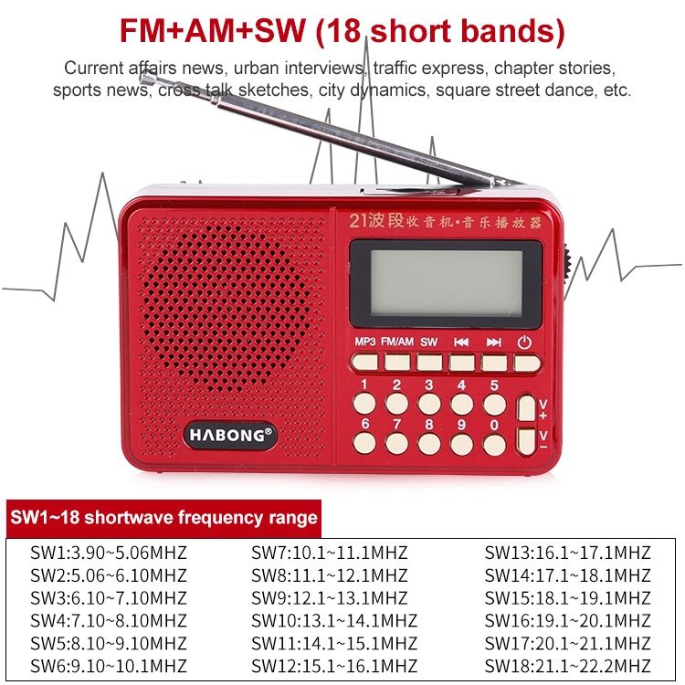 3 PCS KK-170 Portable 21 Bands FM/AM/SW Radio Speaker
