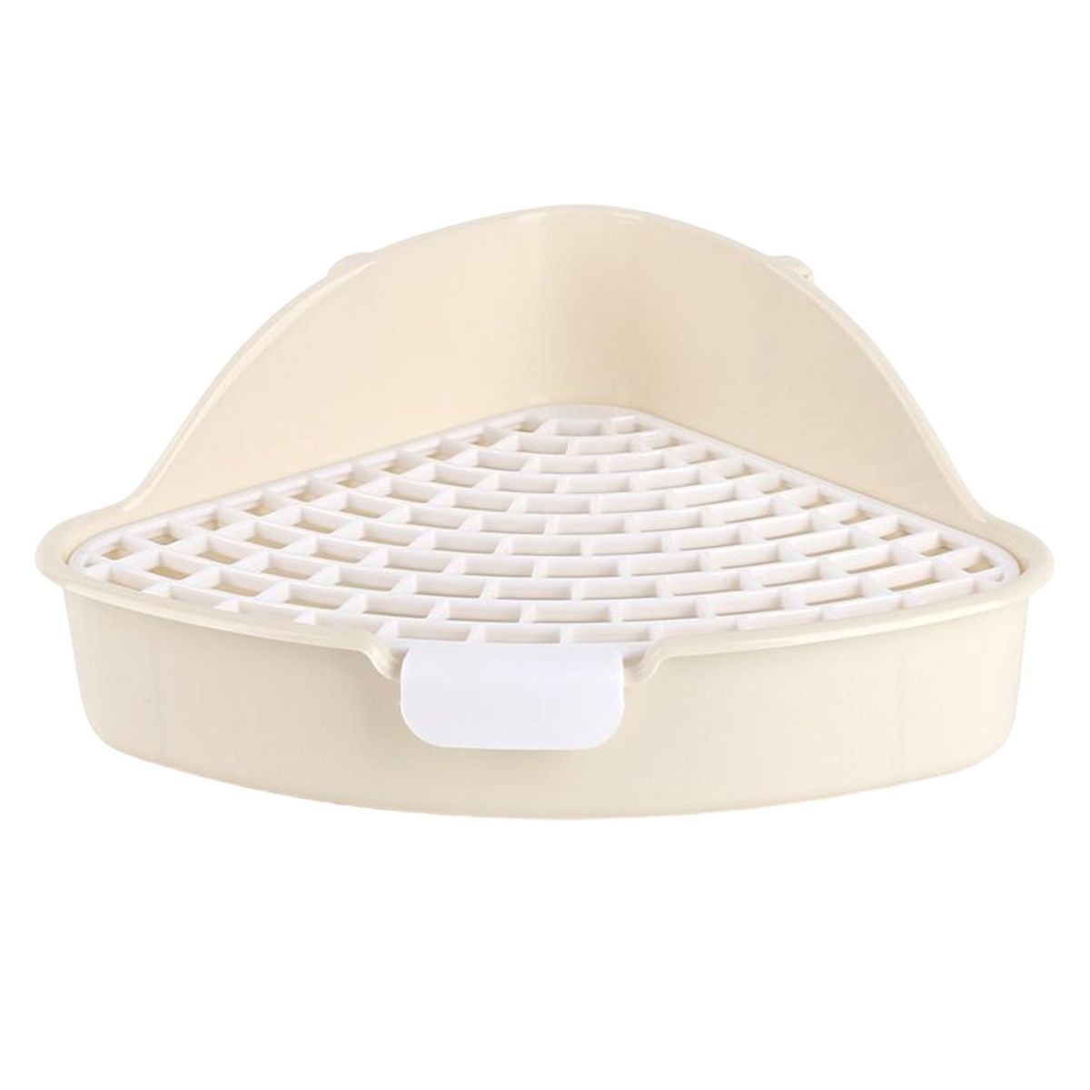 Triangle Medium Rabbit Litter Box, Corner Toilet With Grid Potty White