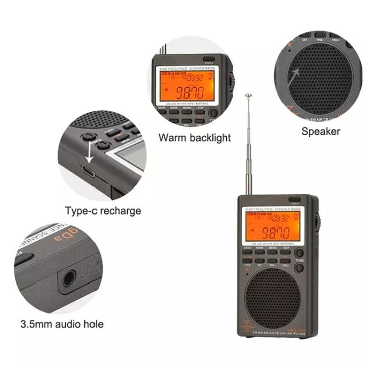 HanRongda HRD-747 Portable Full Band Digital Display Radio
