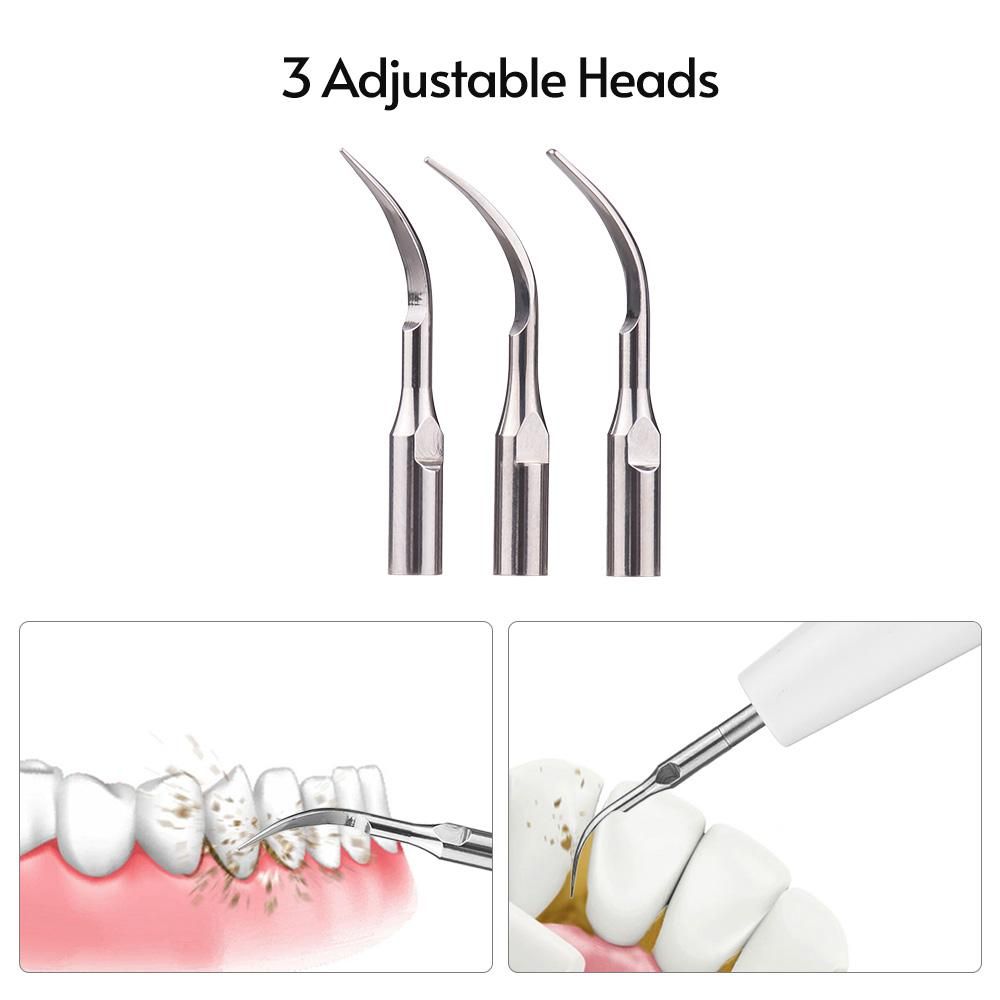 Electric Dental Calculus Remover Tooth Cleaner Tartar Remover USB Charging Teeth Cleaning Kit with Tongue Scraper Oral Mirror White
