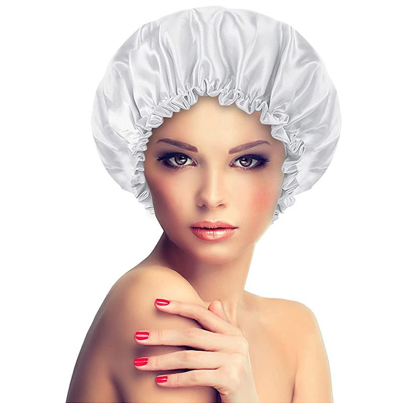 Women Solid Satin Sleep Cap Elastic Bathing Bonnet
