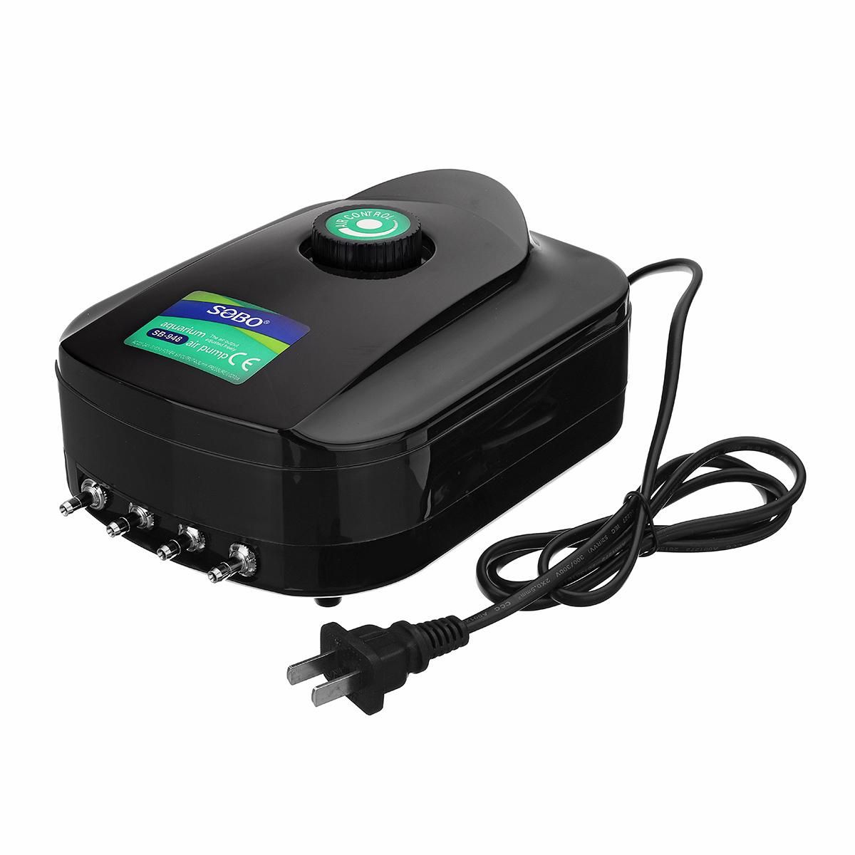 2/4 Holes 8W Adjustable Air Output Aquarium Fish Tank Oxygen Pump Low Noise Air Compressor Pump Aerator SB948-SB948