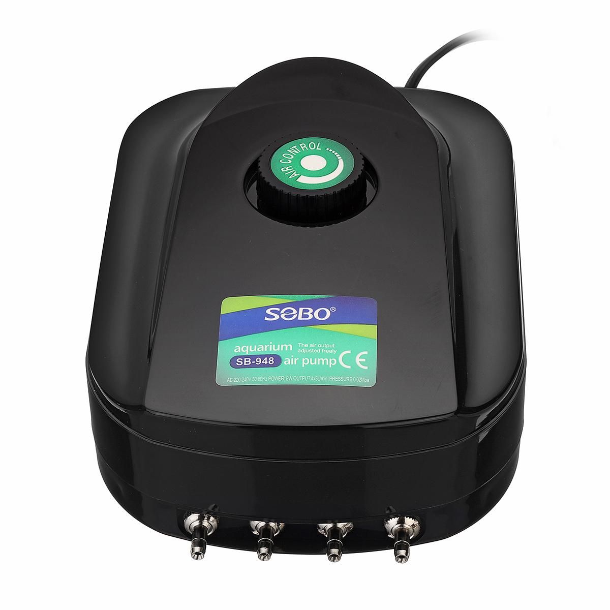 2/4 Holes 8W Adjustable Air Output Aquarium Fish Tank Oxygen Pump Low Noise Air Compressor Pump Aerator SB948-SB948
