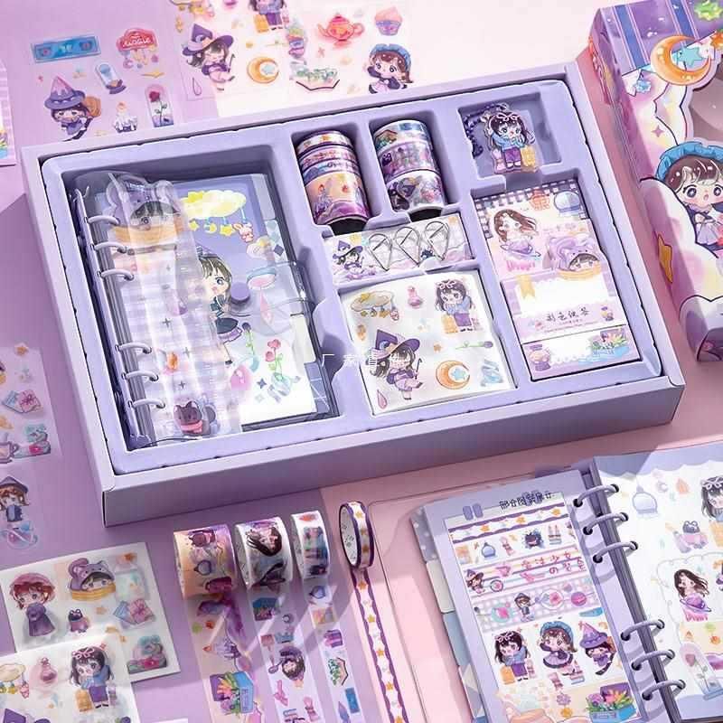 Children's Day Gift Journal Book Set Girl Cute Journal Book Material Tape Sticker Book Gift Box Large