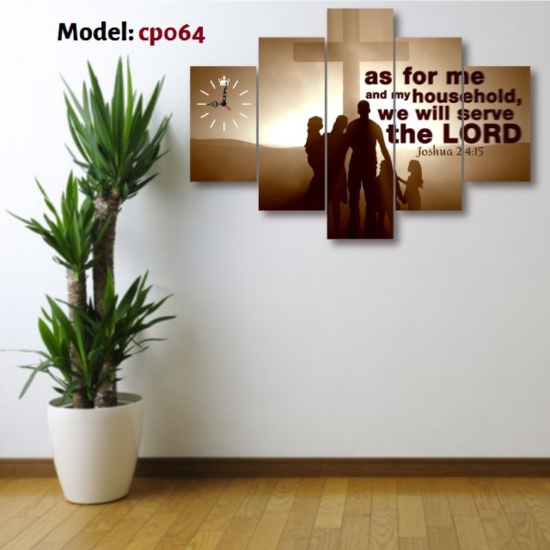 As For Me And My Household Canvas Wall Art With Clock