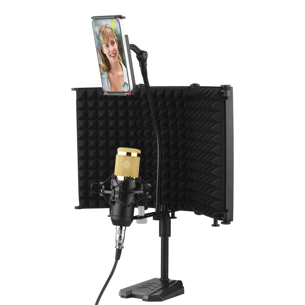 Isolation Shield + Microphone Kit Compact Foldable Tabletop