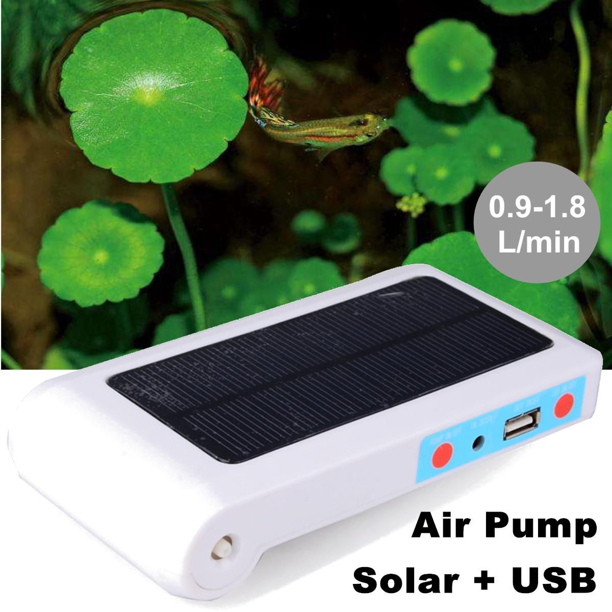0.9-1.8L/min Solar Powered Fish Tank Air Pump Aquarium Oxygenator Pool Aerator