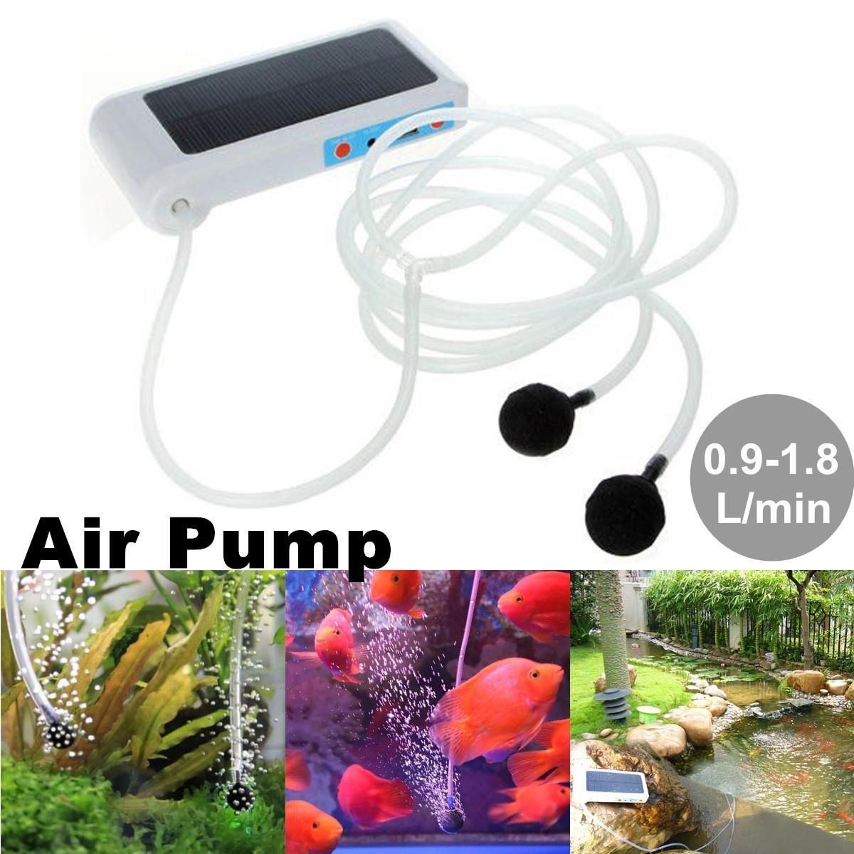 0.9-1.8L/min Solar Powered Fish Tank Air Pump Aquarium Oxygenator Pool Aerator