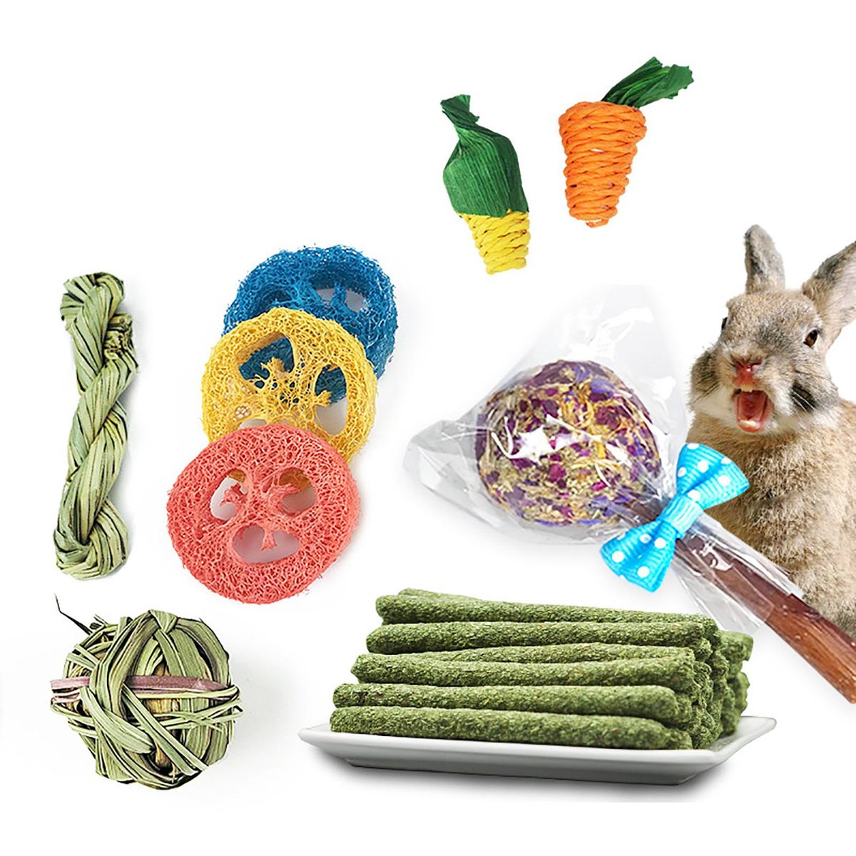 14 Pieces Hamster Molar Toys Play Balls Rabbit Chew Toys Set For