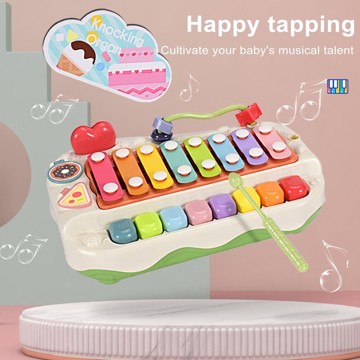 Toddlers Colorful Piano Toy Melody Magic 2-in-1 Baby Xylophone Piano Green