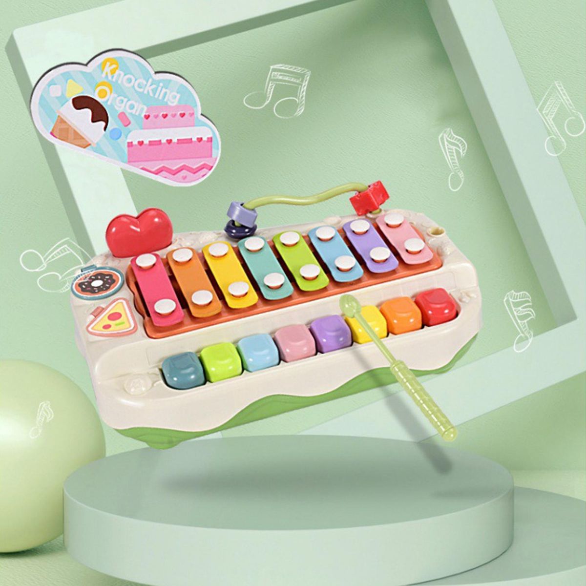 Toddlers Colorful Piano Toy Melody Magic 2-in-1 Baby Xylophone Piano Green