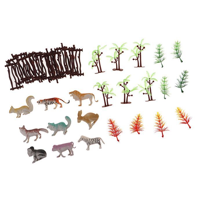 36Pcs Wildlife Animal Lion Tiger Action Figure Toys Model For Kids