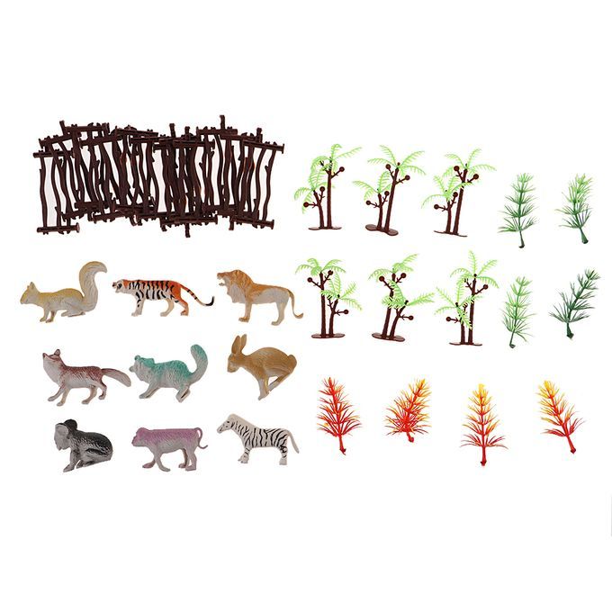 36Pcs Wildlife Animal Lion Tiger Action Figure Toys Model For Kids