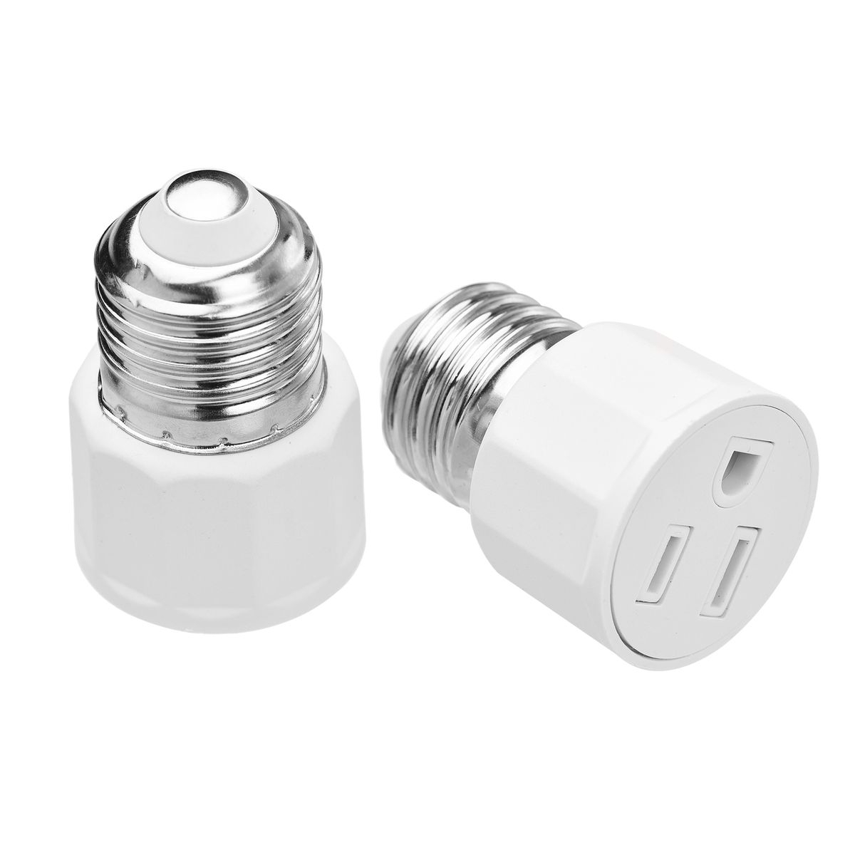 2 PCS E26 E27 Light Bulb Socket Adapter 2 Or 3 Prong AC