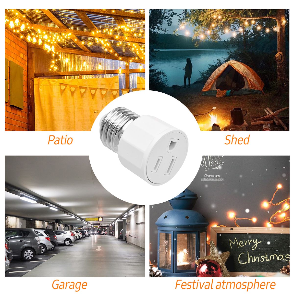 2 PCS E26 E27 Light Bulb Socket Adapter 2 Or 3 Prong AC