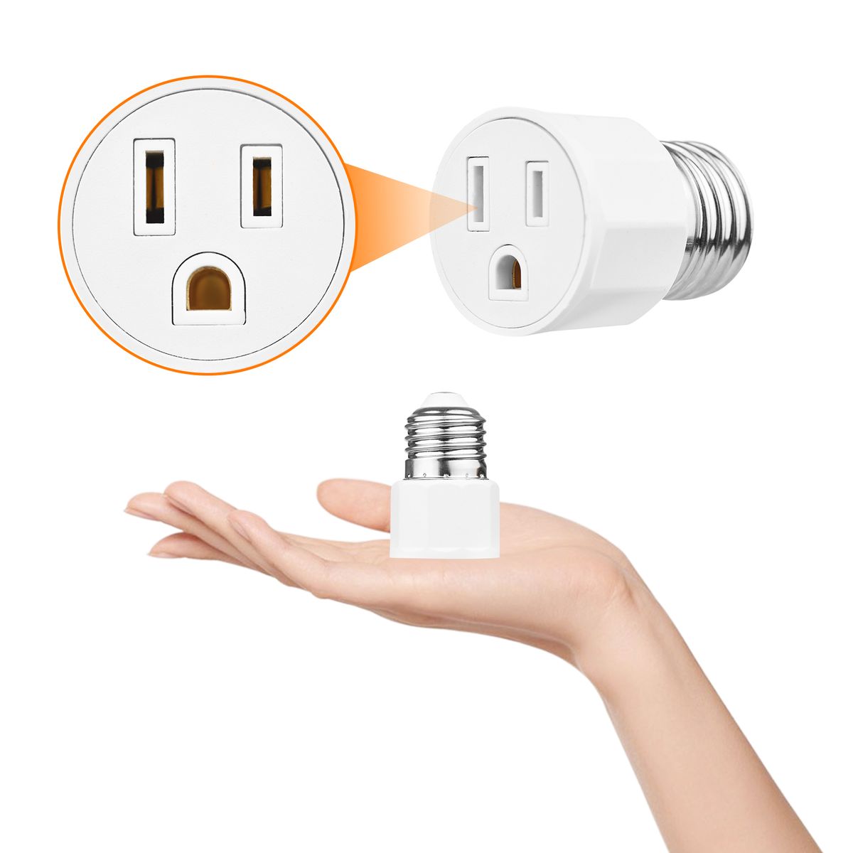 2 PCS E26 E27 Light Bulb Socket Adapter 2 Or 3 Prong AC