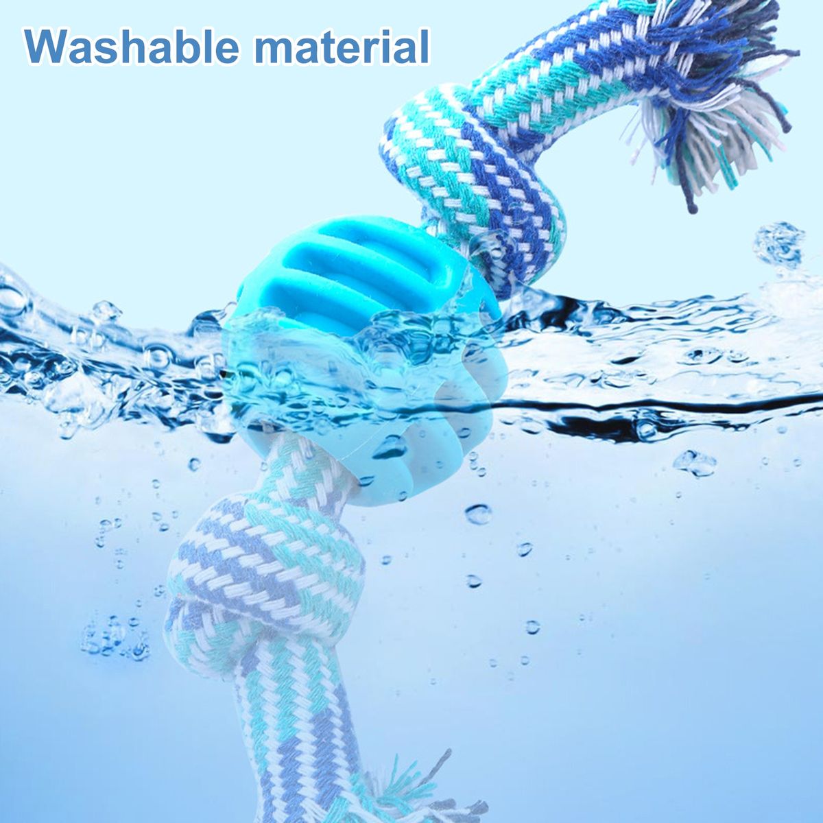 Dogs Toy Tooth Cleaning Indestructible Solid Core Elastic Ball Blue