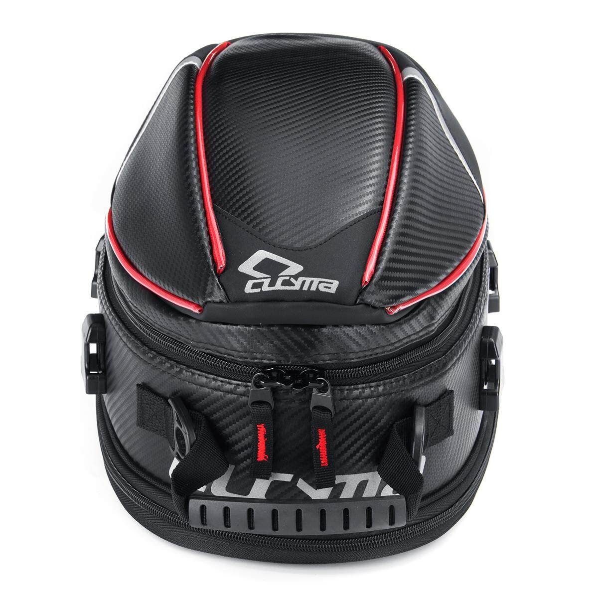 Waterproof Removable Motorcycle Tail Bag Rear Seat Top Case Luggage Shoulder Box- Red Red Border