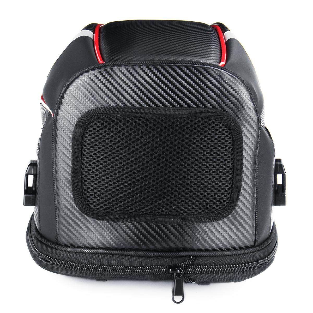 Waterproof Removable Motorcycle Tail Bag Rear Seat Top Case Luggage Shoulder Box- Red Red Border