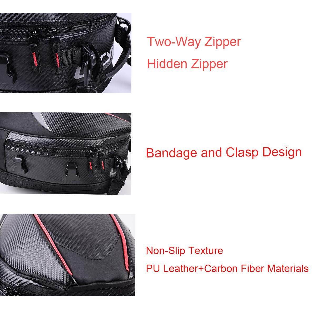 Waterproof Removable Motorcycle Tail Bag Rear Seat Top Case Luggage Shoulder Box- Red Red Border