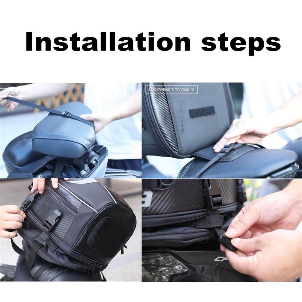 Waterproof Removable Motorcycle Tail Bag Rear Seat Top Case Luggage Shoulder Box- Red Red Border