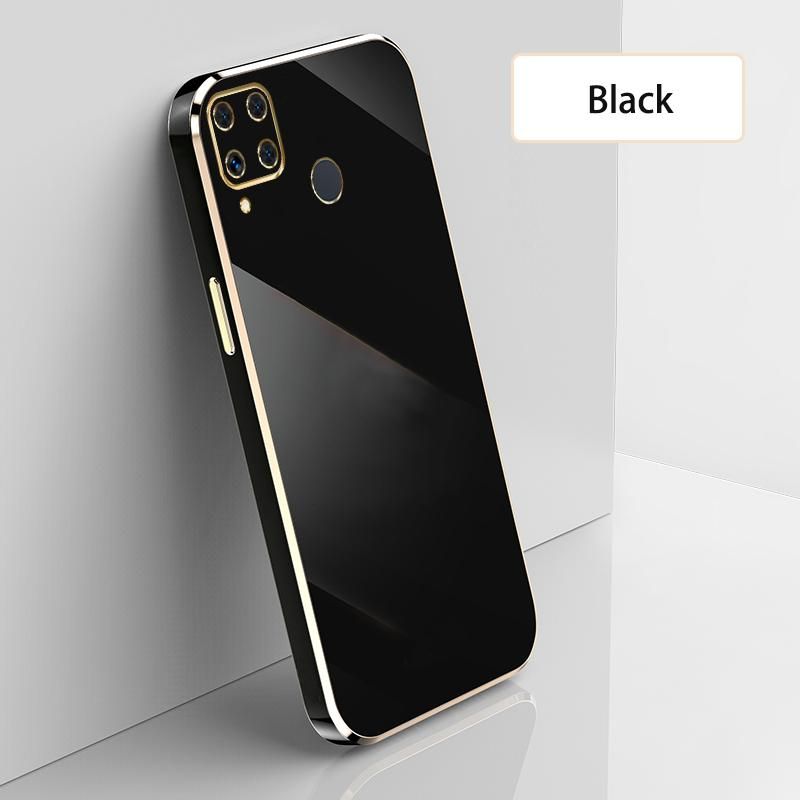Ultra Thin Plating Phone Case for Realme C15 Lens Protection soft Phone Back Cover-Black