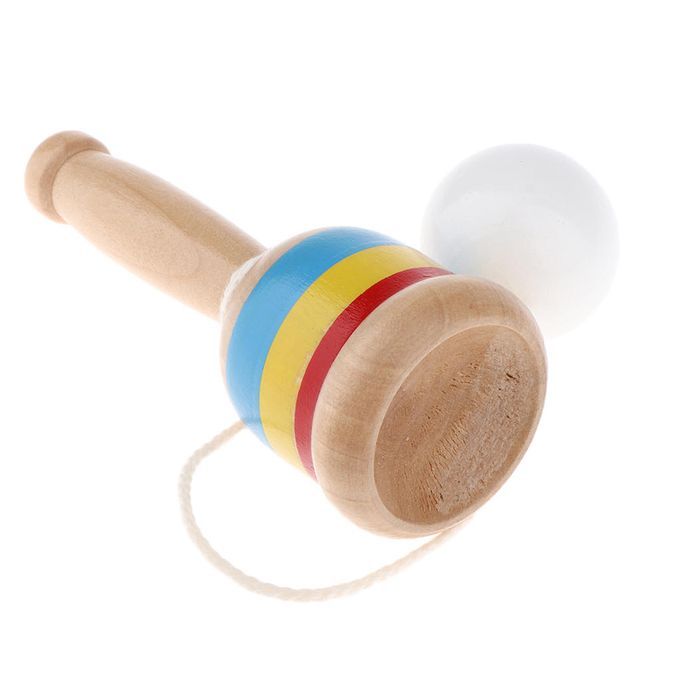 Japanese Classic Wooden Toy Kendama Cup And Ball Toss Catching White