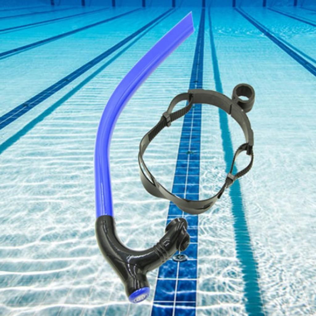 Swimmers Training Snorkel Pool Open Water Swimming Breath Tube W Blue
